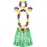 Yetişkin ve Çocuk Uyumlu Luau Aloha Hawaii Yeşil Etek ve Renkli Kolye Taç 2 Adet Bileklik Seti