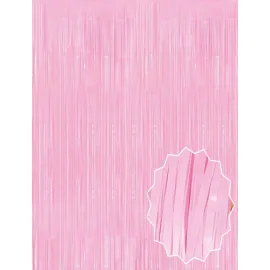 Soft Pembe Püsküllü Kapı Perdesi - Parti, Baby Shower, Cinsiyet Partisi 1x2 m