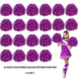 10 Çift ( 20 Adet ) Fuşya Renk 23 Nisan 19 Mayıs 29 Ekim Okul Gösteri Ponponları