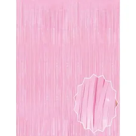 Soft Pembe Püsküllü Kapı Perdesi - Parti, Baby Shower, Cinsiyet Partisi 1X2 M