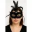 Siyah Renk Tüylü Siyah Süet Kaplama Parti Balo Maskesi 20X16 Cm