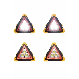 Işıklı İkaz Lambası Reflektör Şarjlı Işıklı Üçgen LED Acil Durum Feneri