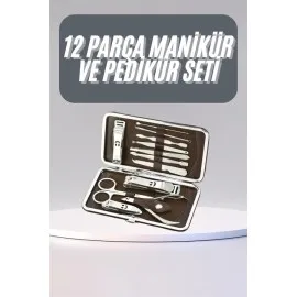 12 Parça Manikür Pedikür Seti Tırnak Bakımı Nasır Temizleme El Ayak Bakımı