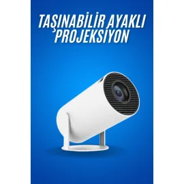 Sinema Projektörü Android HDMI USB WİFİ Ses Çıkışlı Ayaklı Projeksiyon Taşınabilir