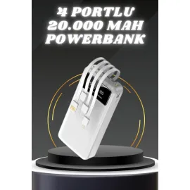 Powerbank Şarj Cihazı 4 Çıkışlı 20.000 MAH Powerbank Kompakt Yüksek Kapasiteli Hızlı Şarj