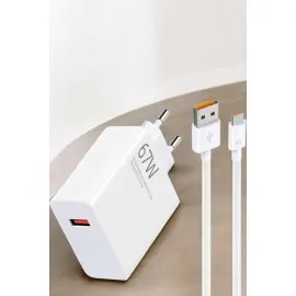 Şarj Aleti 67W Hızlı Şarj Turbo Type-C Uyumlu Şarj Adaptörü Kablosu