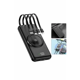 Wireless Powerbank 10000 Mah LED Ekranlı Dahili Kablolu Hızlı Şarj