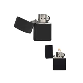 Çakmak Parlak Siyah Zippo Benzinli Çakmak Cep Boy Doldurulabilir
