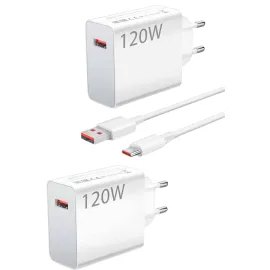 120 Watt Turbo Hızlı Şarj Aleti Seti Hızlı Şarj Adaptörü Beyaz