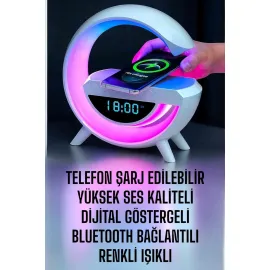 Bluetooth Hoparlör Dijital Göstergeli Wireless Şarj RGB Işıklı