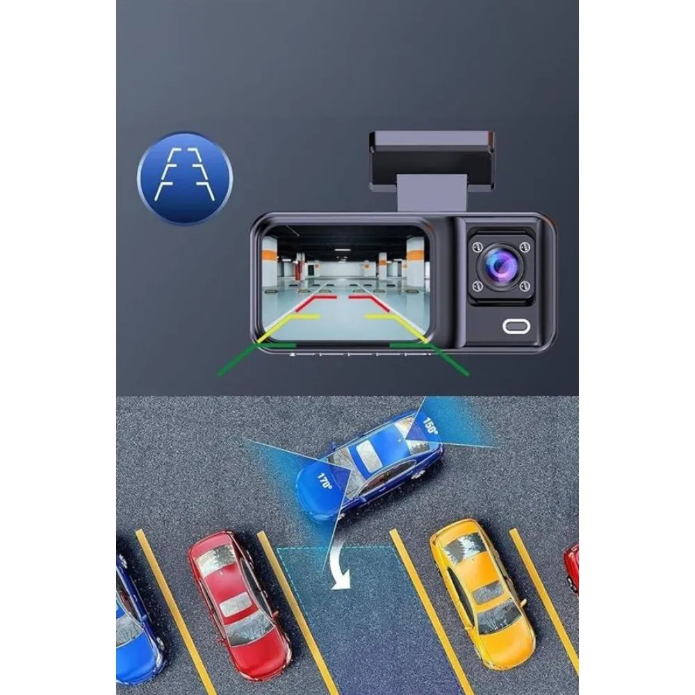 Ön Ve Arka Kameralı 2 İnç 1080P Full Hd Dvr Araç İçi Ekran