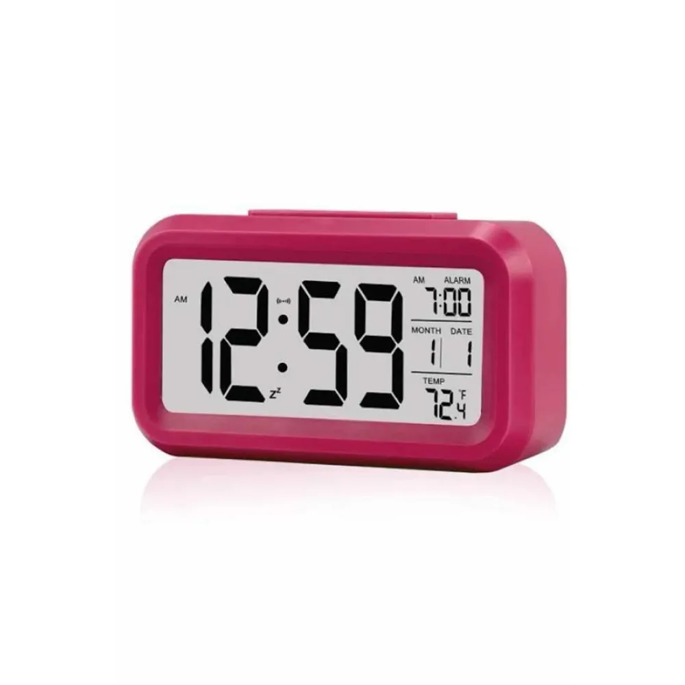 Işıklı Dereceli Masa Ofis Saati Alarmlı Termometre Takvim Çalar Saat