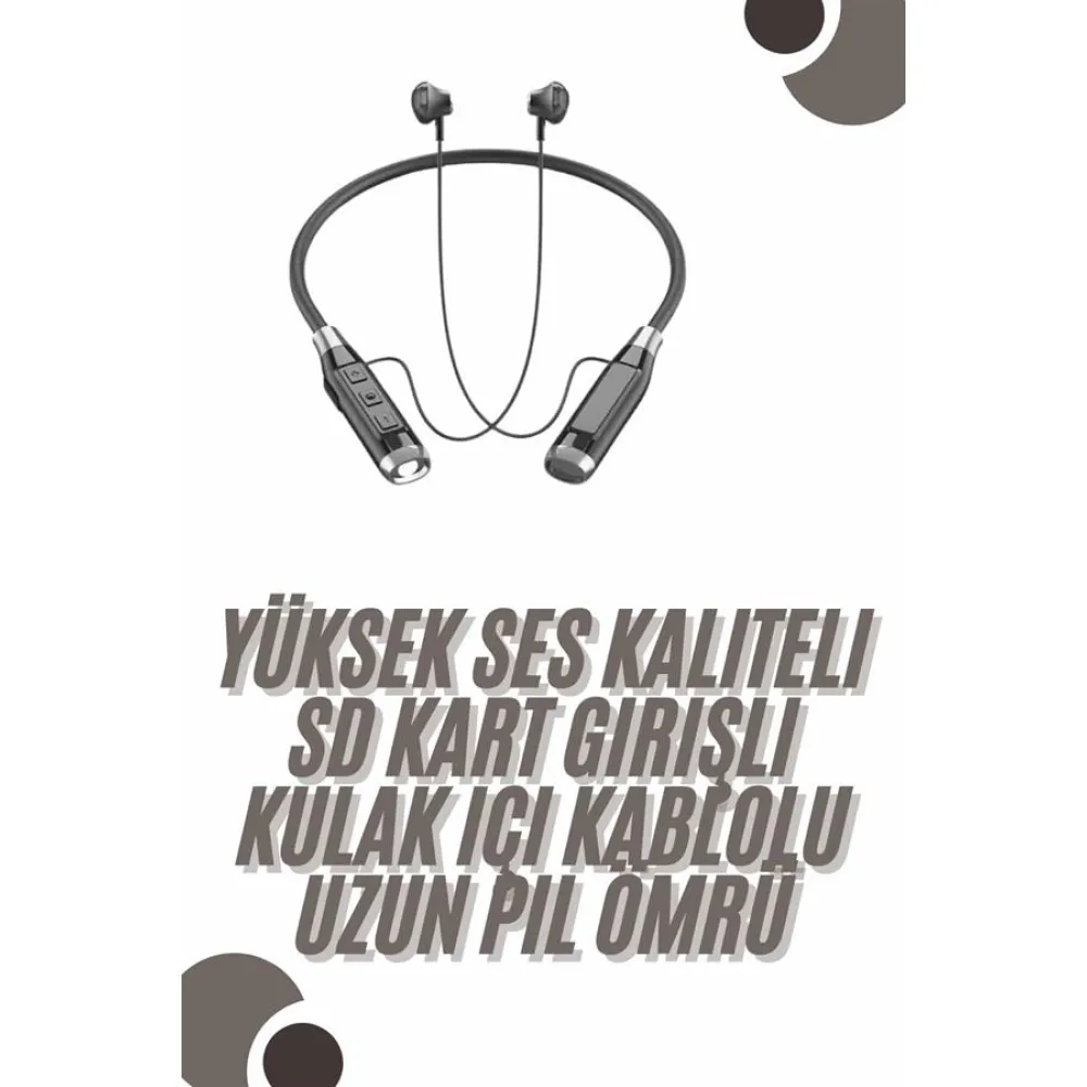 120 Saat Bluetooth Kulaklık Kablolu Boyun Askılı SD Kart Girişli ANC Özellikli