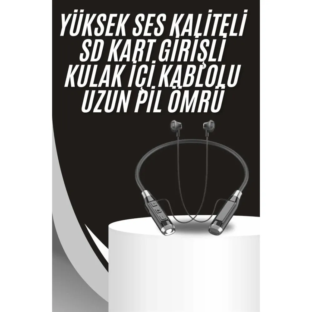 Boyun Bantlı Kulak İçi Kablolu Yüksek Ses Kaliteli Bluetooth Kulaklık