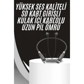 Boyun Bantlı Kulak İçi Kablolu Yüksek Ses Kaliteli Bluetooth Kulaklık