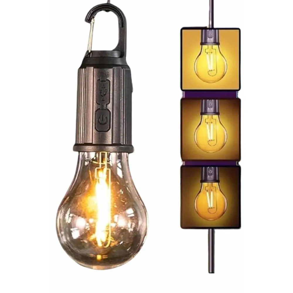 Şarjlı Dekoratif Kamp Lambası Askılı Ampul Led Işık Type-C Girişli