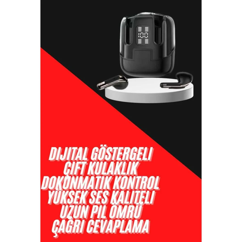 4 Adet Çift Kulaklık Dijital Göstergeli Yüksek Ses Kaliteli Bluetooth Kulaklık