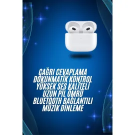 3.Nesil İOS Android Uyumlu Bluetooth 5.0 Beyaz Çağrı Cevaplama