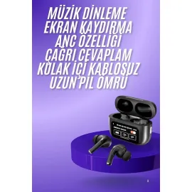 Yeni Nesil ANC Özellikli Çağrı Cevaplayan Dokunmatik Ekranlı Bluetooth Kulaklık Siyah