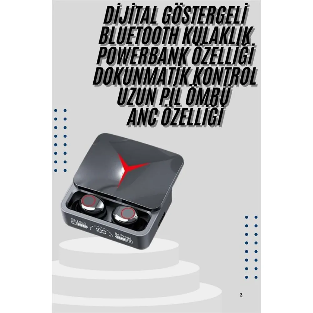 Kablosuz Bluetooth Kulaklık Powerbank Özellikli Göstergeli Hd Mikrofon