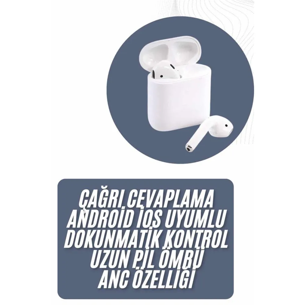 2025 Model Çağrı Cevaplayabilen Bluetooth Kulaklık Beyaz Dokunmatik Kontrol