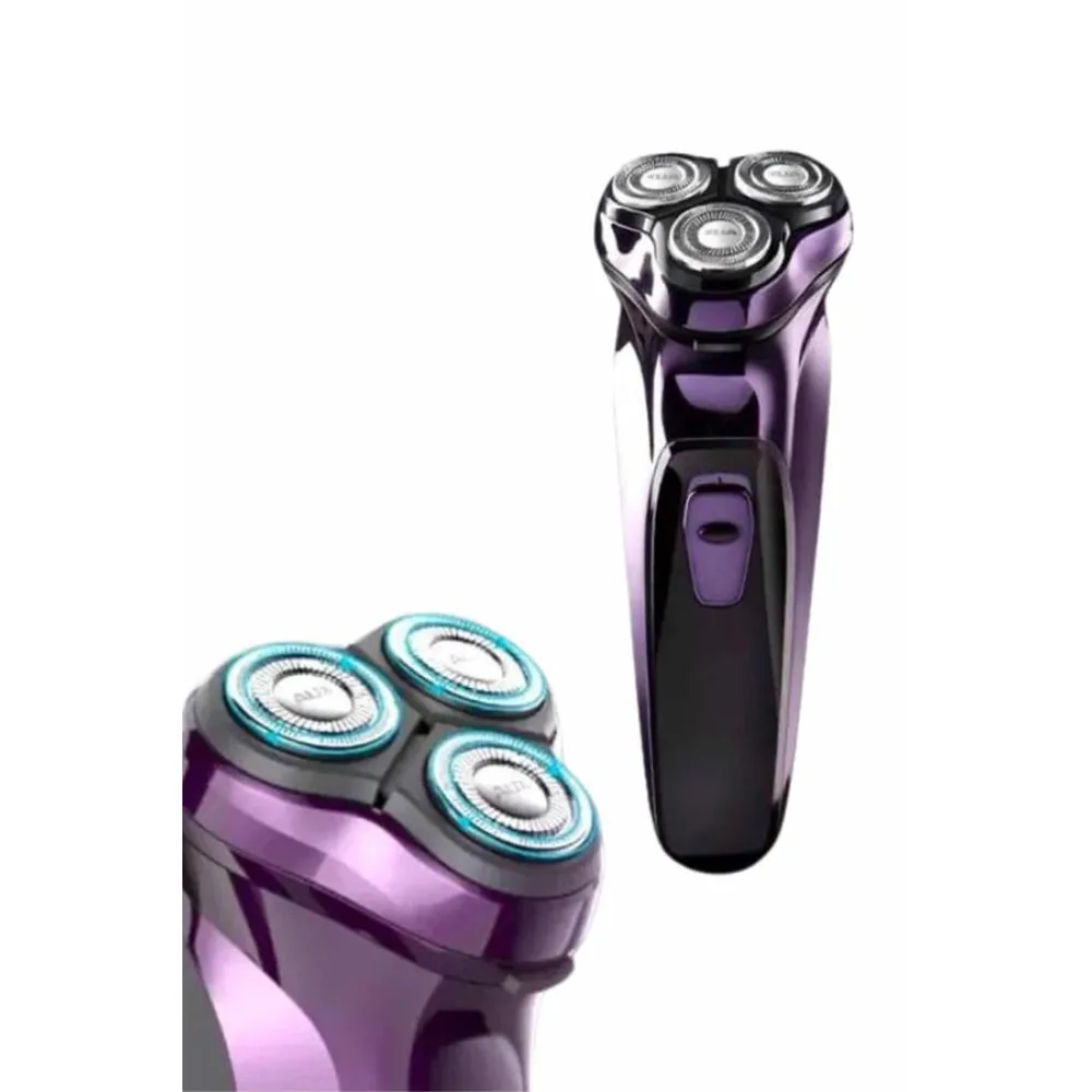 3 Bıçaklı Döner Başlıklı Sakal Sıfır Alma Tıraş Makinesi Profesyonel Paslanmaz Çelik