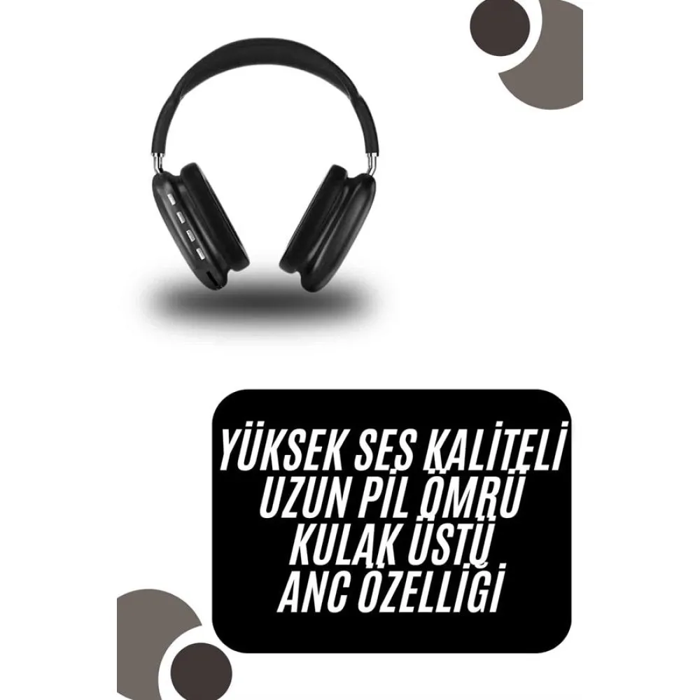 Kulak Üstü Kablosuz Bluetooth Kulaklık Yumuşak Süngerli Sd Kart Girişli