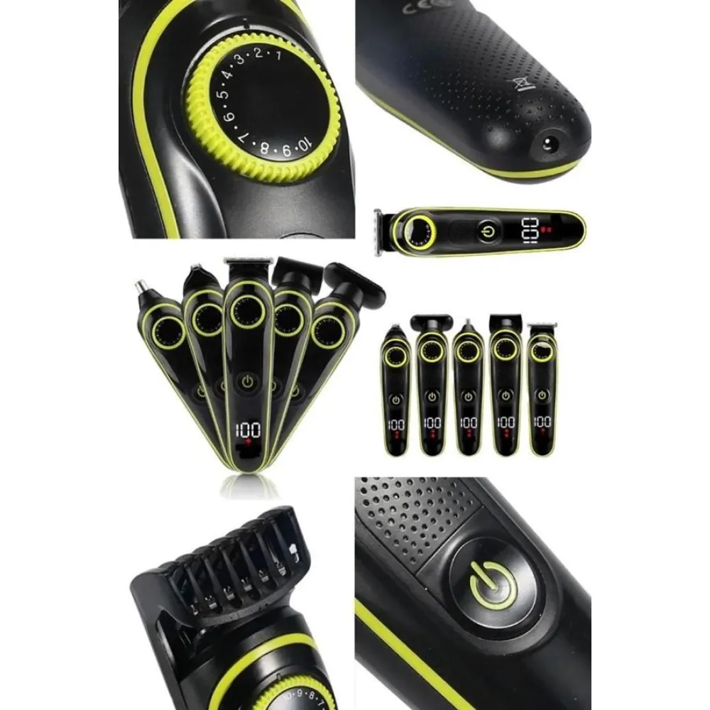 5 Başlıklı Şarjlı Tıraş Makinesi Kablosuz Saç Sakal Burun Tıraşına Uygun