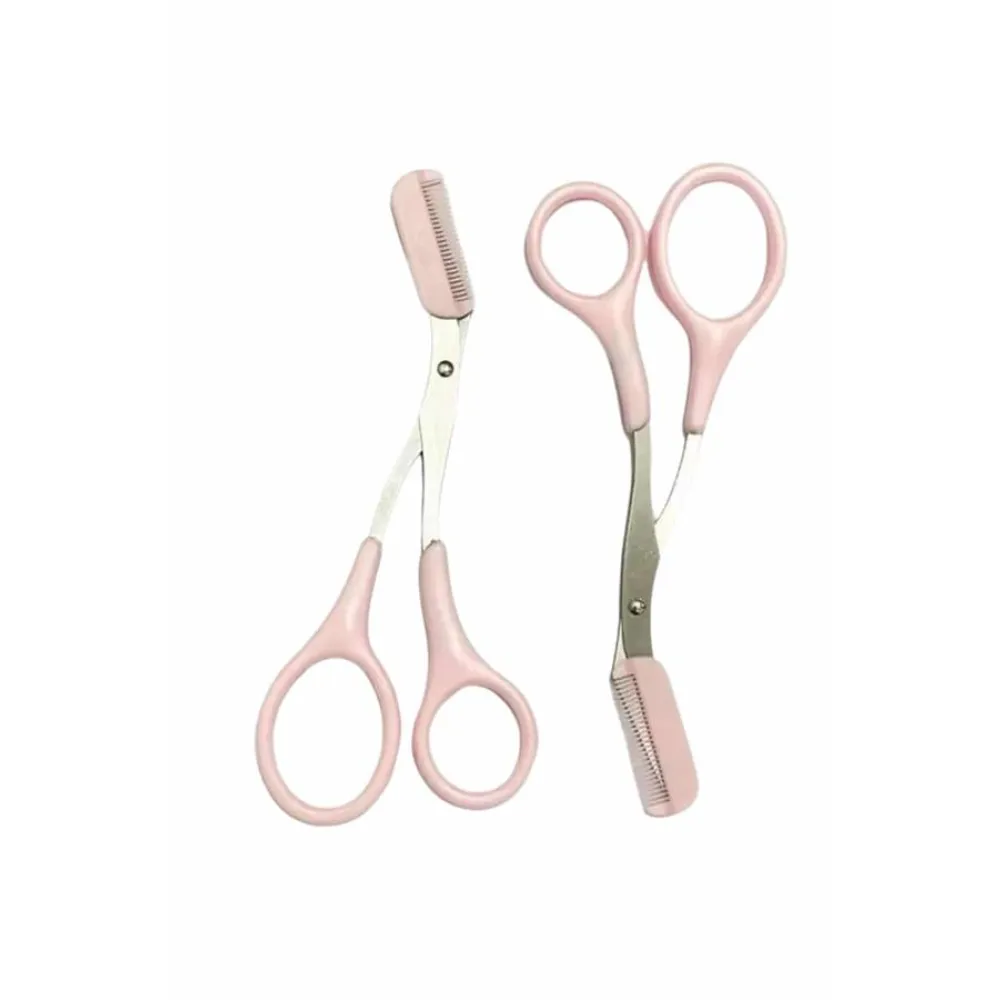 Kavisli Kaş Düzeltici Seti Kaş Makası ve Kaş Usturası Paslanmaz Çelik Bıçaklı