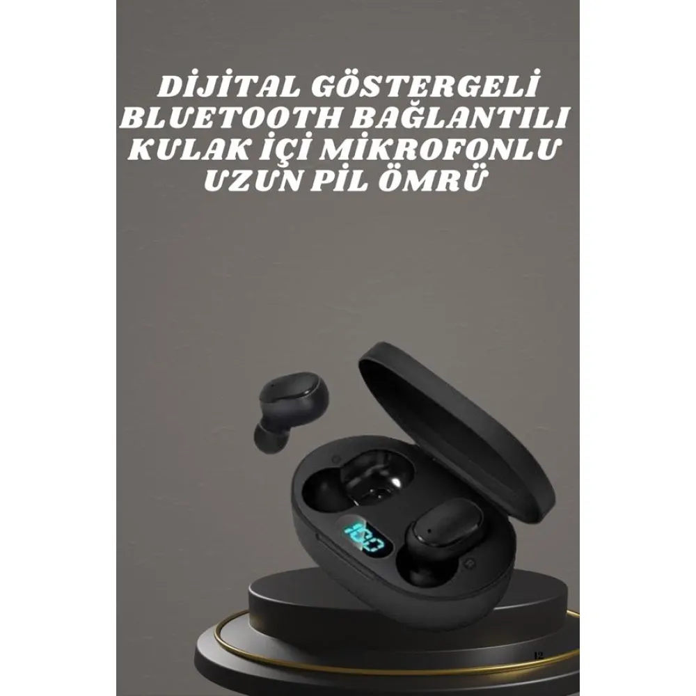 Kulaklık Dijital Göstergeli Bluetooth Bağlantılı Kablosuz Kulak İçi Mikrofonlu Dokunmatik Kontrol