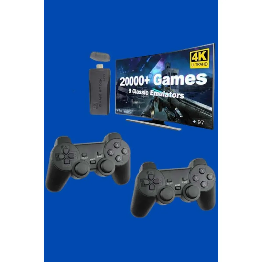 Retro Oyunlar 4k Game Stick 2.4g Kablosuz Çift Kol 3500 Oyun Atari