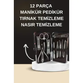 Elektrikli Manikür Pedikür Seti İkili Set 12 Parça Tırnak Bakımı Törpü Protez Çıkarma