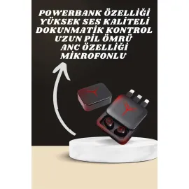 Dijital Göstergeli Powerbank Kablosuz Kulaklık ve 7 Kordonlu Yeni Nesil Akıllı Saat Dokunmatik Kontrol