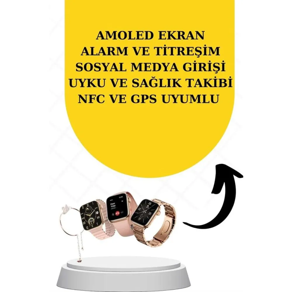 Bileklikli Amoled Ekran Akıllı Saat Ve Dijital Göstergeli Kablosuz Bluetooth Kulaklık Anc/ Enc