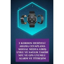 Kulak İçi Kablosuz Bluetooth Kulaklık ve NFC ve GPS Özellikli Akıllı Saat Alarm ve Titreşim