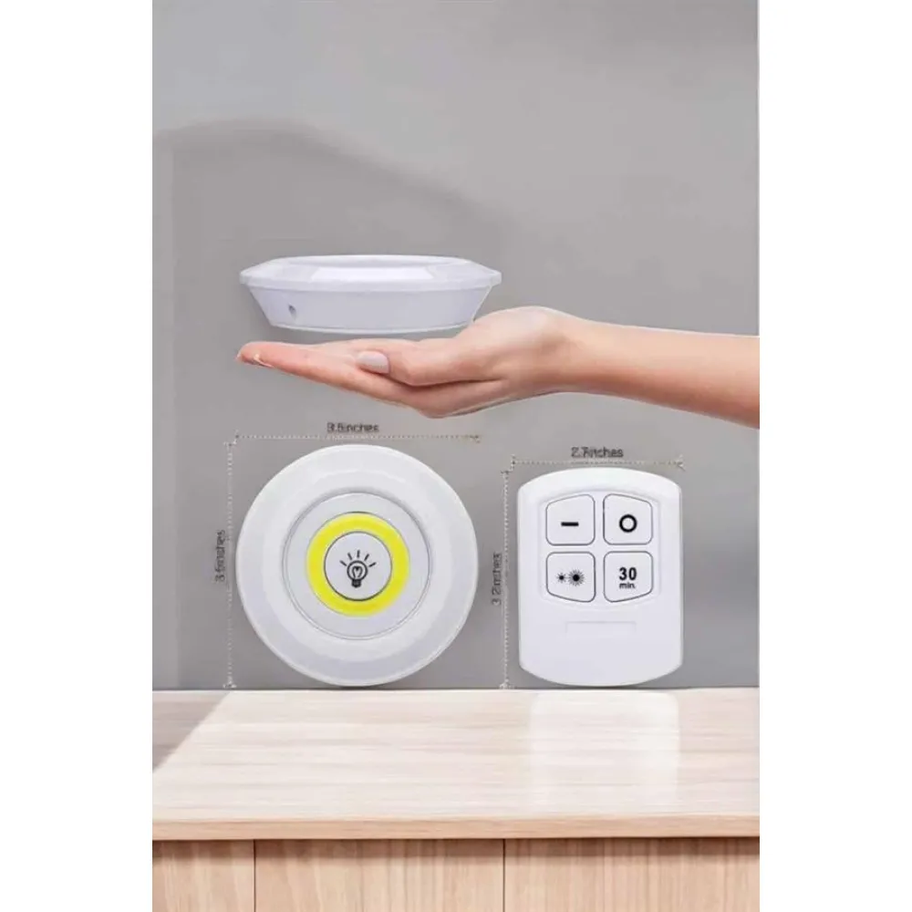 Led Lamba 3'lü Uzaktan Kumandalı Yapışkanlı Beyaz Işık
