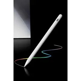 Dokunmatik Kalem Beyaz Şarjlı Yedek Uçlu Android ve İOS Uyumlu