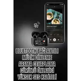 Yeni Nesil Bluetooth Kulaklık Ekranlı Yüksek Ses Kaliteli Uzun Şarj Süreli
