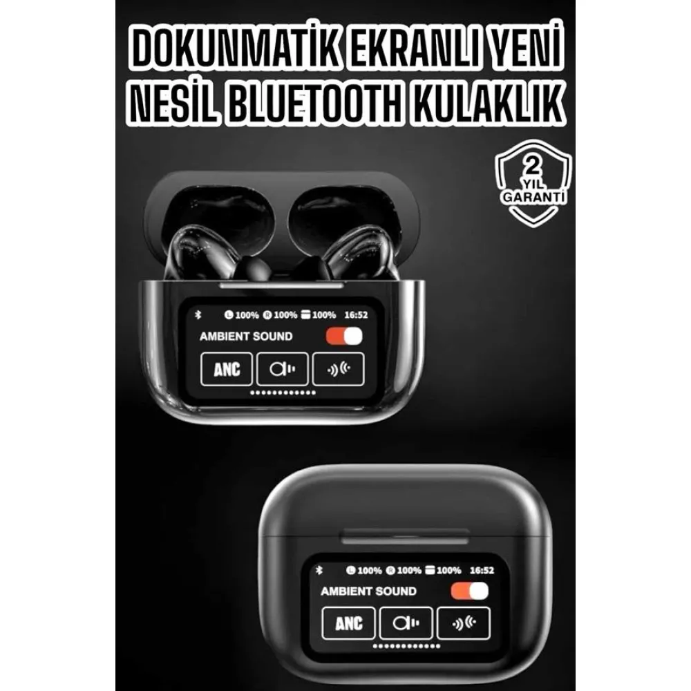 Bluetooth Kulaklık Kablosuz Ekranlı ANC/ENC Destekli Dokunmatik