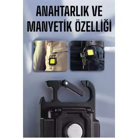 Anahtarlık Çok Amaçlı Mıknatıslı Taşınabilir Işık Led Şarjlı