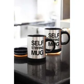 Yazılı Mug Kupa Karıştırıcı Özelliği Ve Paslanmaz Çelik