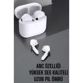 Beyaz Yeni Nesil Pro Bluetooth Kulaklık Yüksek Ses Kaliteli ANC Özelliği