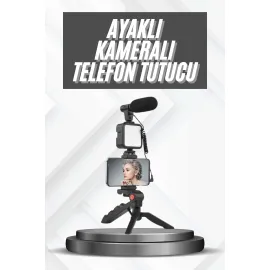 Telefon Tutucu Mikrofonlu Işıklı Youtuber Video Kayıt