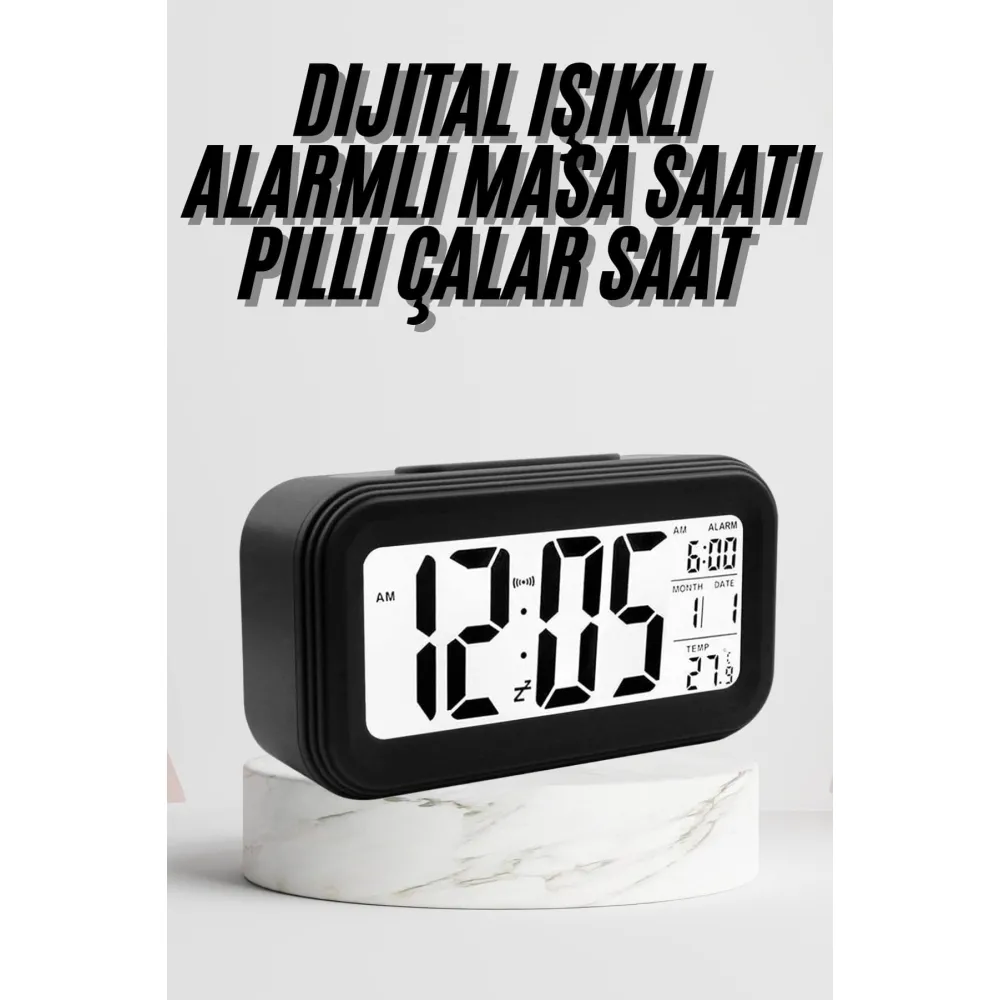 Dijital Masa Saati Termometre Takvim Led Ekran Pilli Ev Ofis Masası