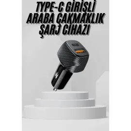 Araç İçi Şarj Cihazı 38W Güç Kapasiteli Type-C Girişli Araba Çakmaklık