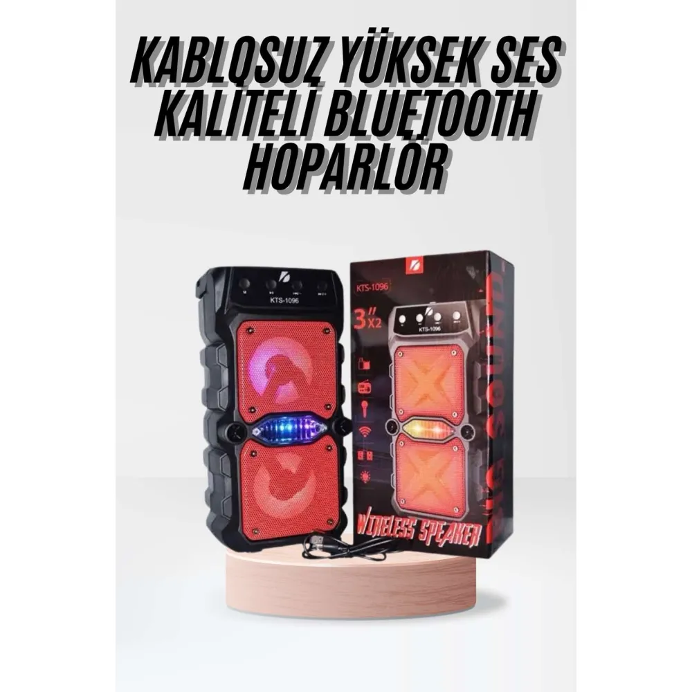 Taşınabilir Kablosuz Bluetooth Hoparlör Uzun Pil Ömrü Led Işıklı