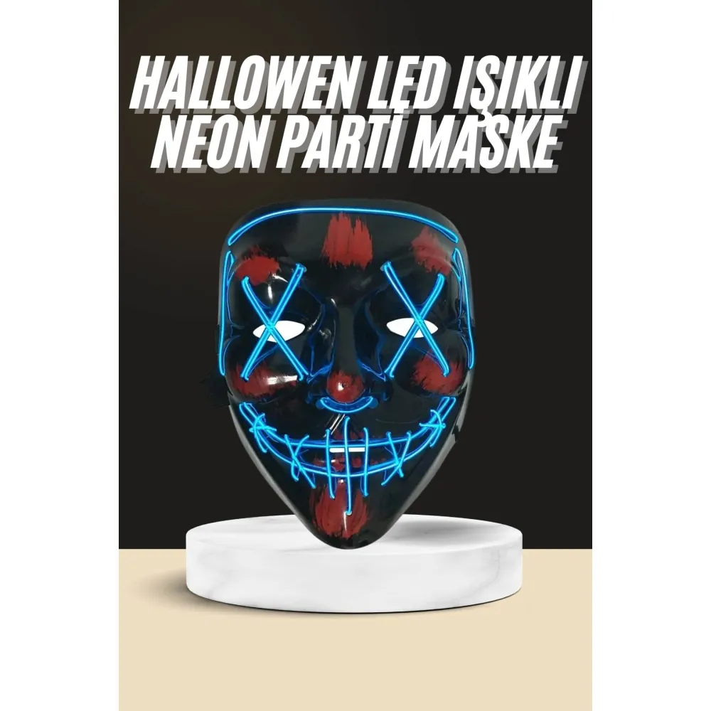 Işıklı Led Maske Parti Eğlence Maskesi Hallowen Neon Maske
