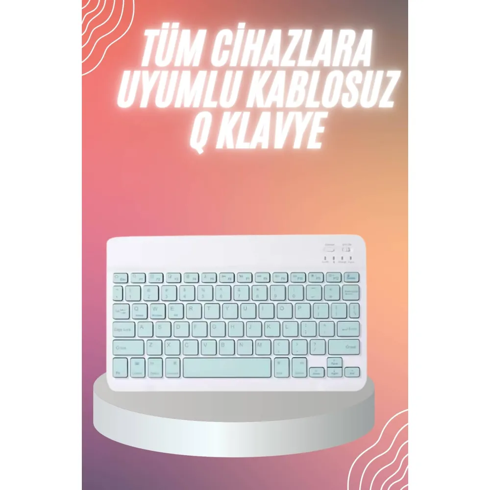 Bluetooh Wıreless Keyboard Siyah Q Klavye İOS Ipad Android Windows Uyumlu
