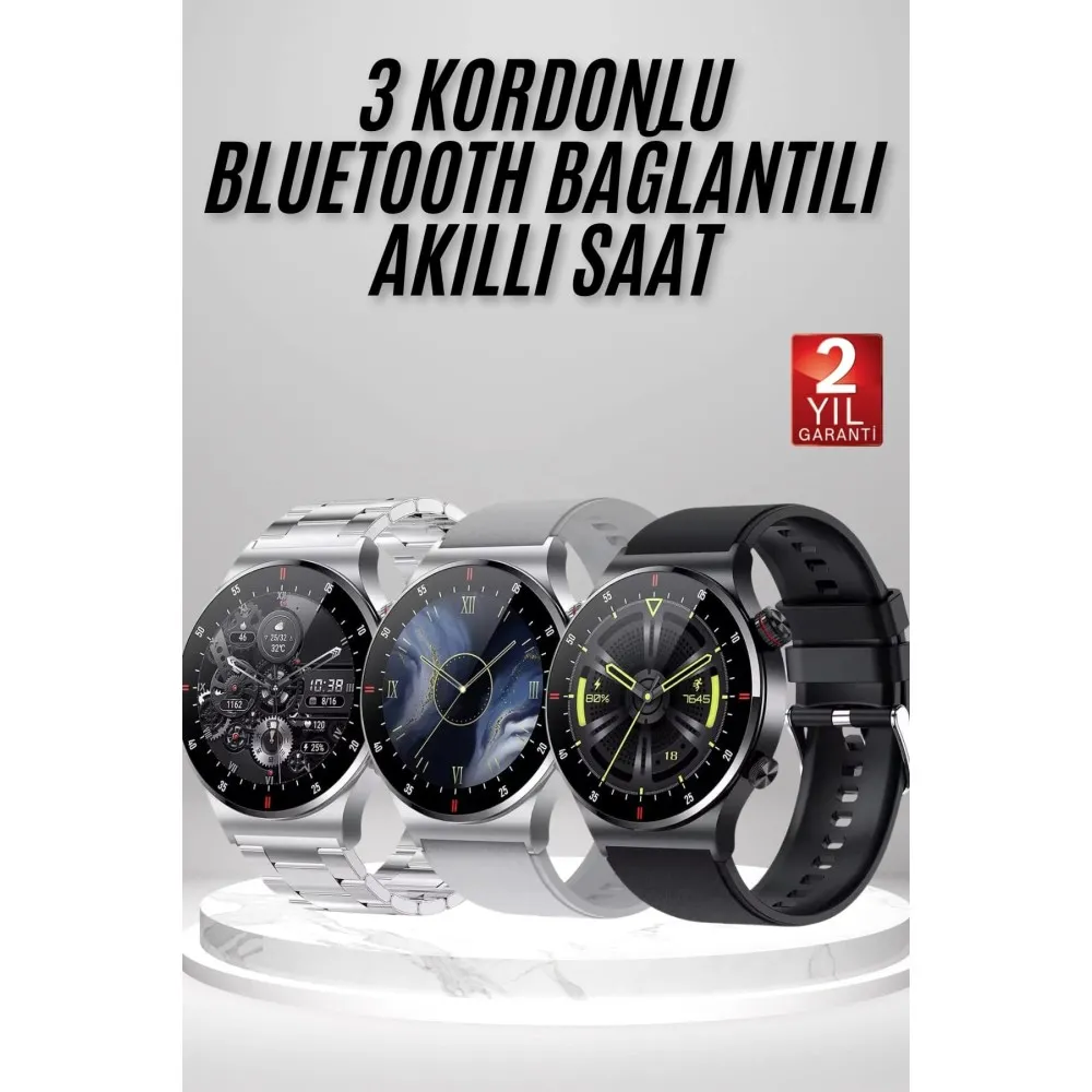 Akıllı Saat Çoklu Kordon Seçeneği Amoled Ekran Çok Fonksiyonlu Bluetooth Bağlantılı