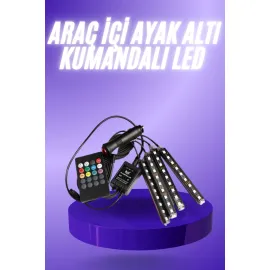 Araç İçi Ayak Altı 12'li Şerit Led Işık Uzaktan Kumandalı RGB Işıklı Ses ve Müziğe Duyarlı